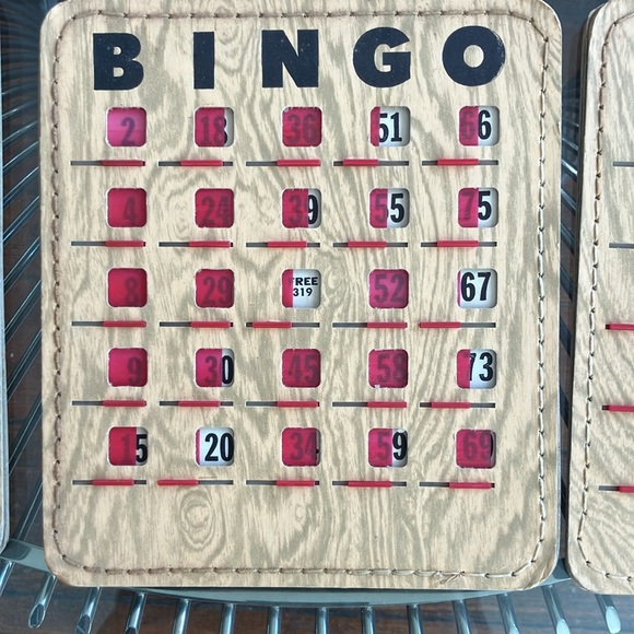 Bundle of 10 vintage Bingo cards faux wood board game cards boards 60s - Picture 3 of 13